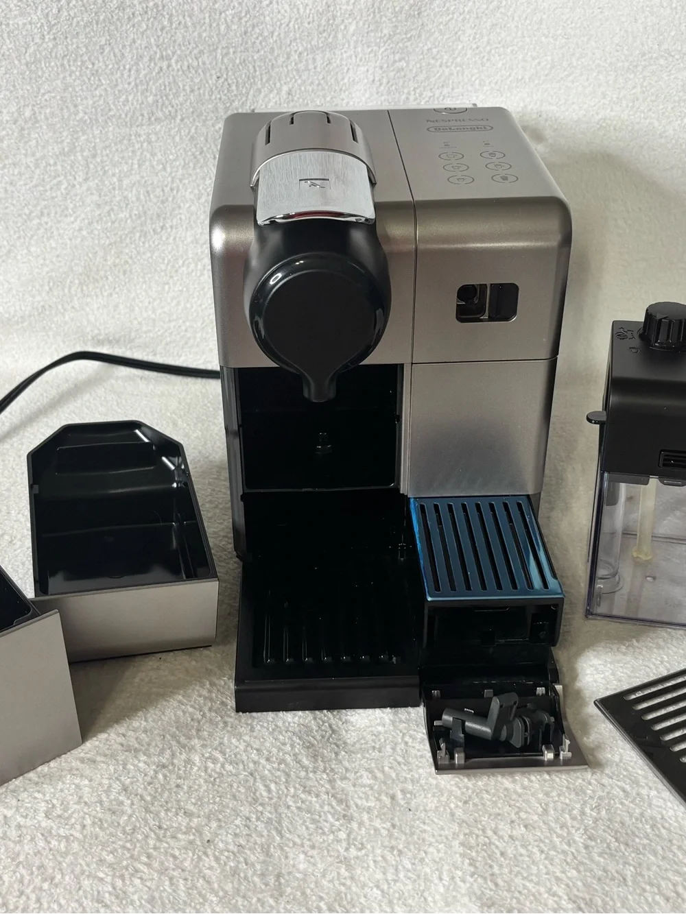 Nespresso-compatible Silver Espresso Machine with Built-In Milk Frother